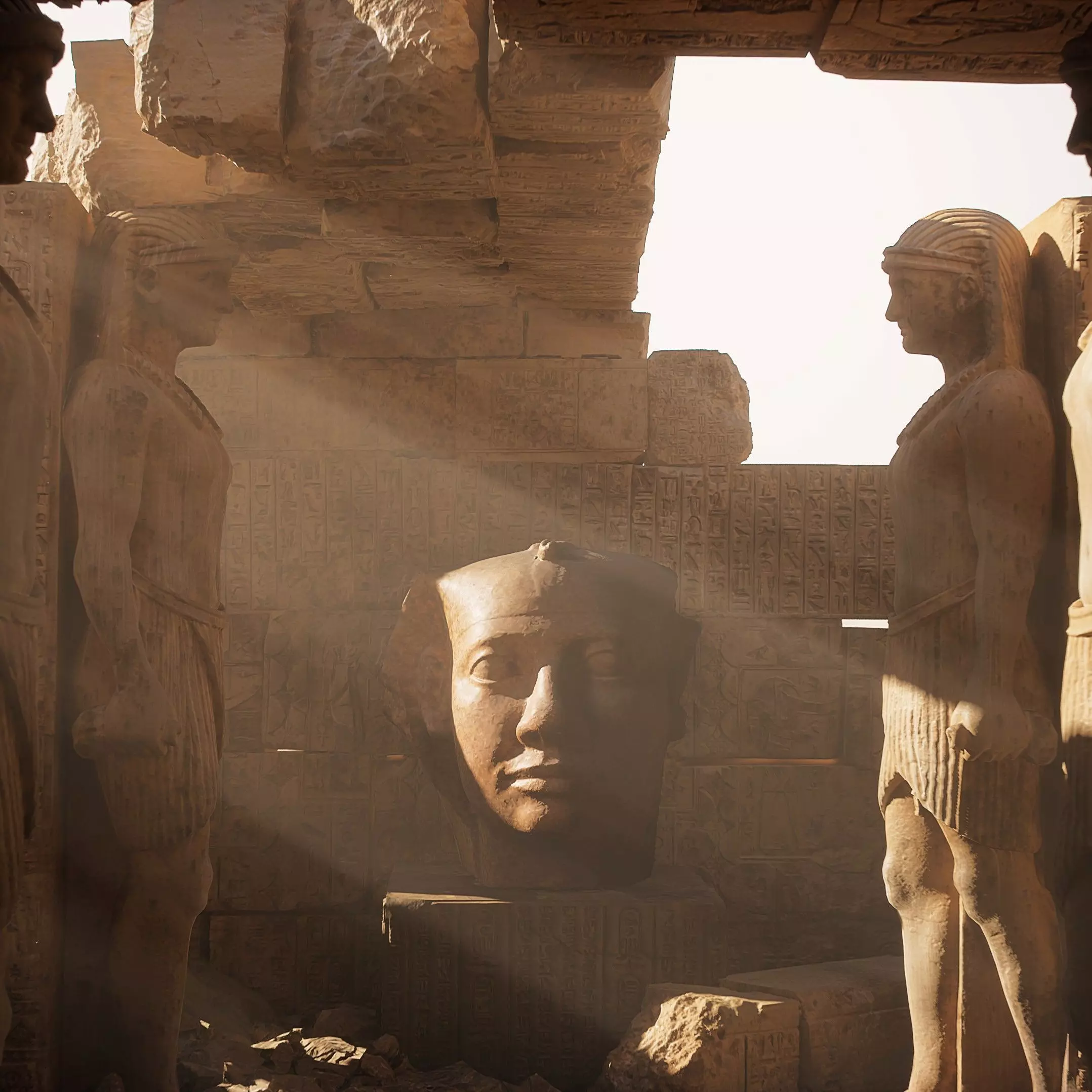 Egyptian colossal granite heads 3D model_0