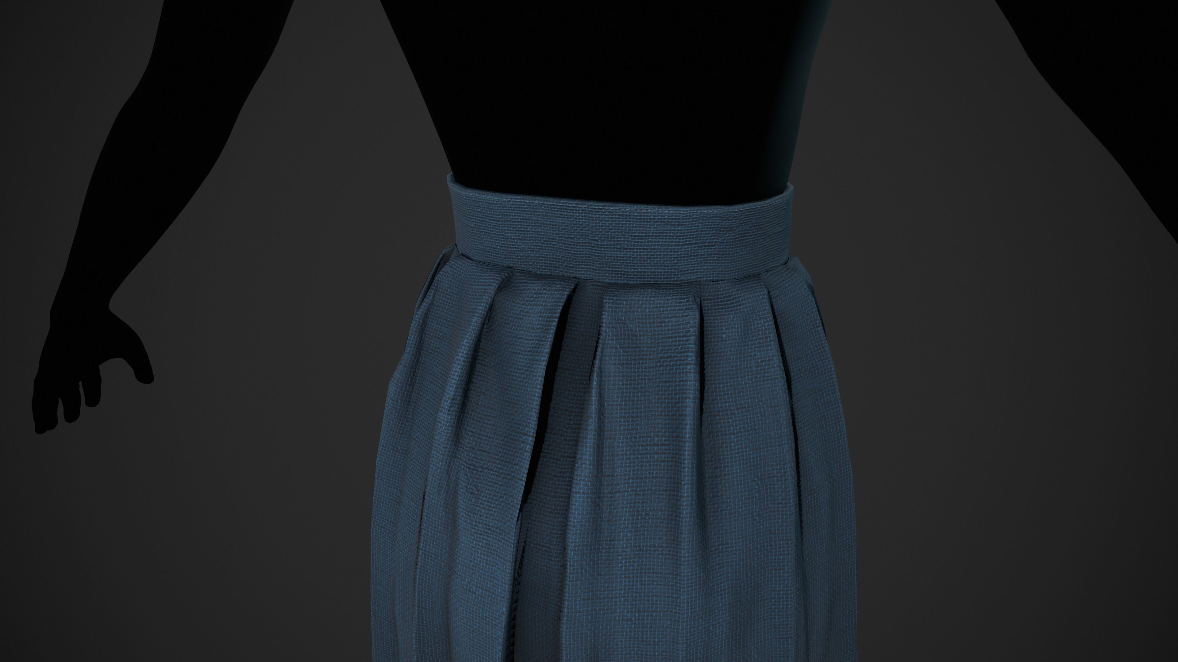 Blue Knife Pleated Skirt Low-poly 3D model_7
