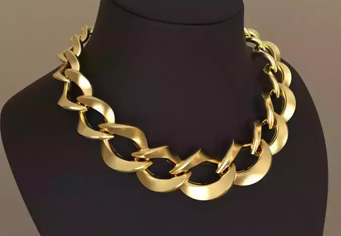 Graduated Cuban Chain Link Almond Model 3D print model