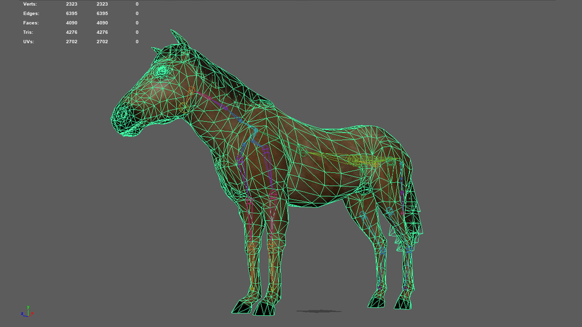 Lowpoly Brown Horse  Animated for VR AR Games  Low-poly 3D model_6