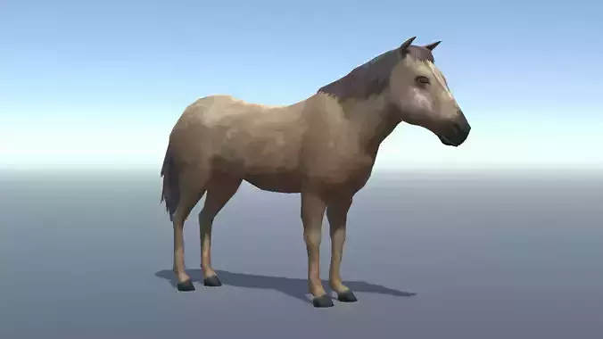 Lowpoly Brown Horse  Animated for VR AR Games 