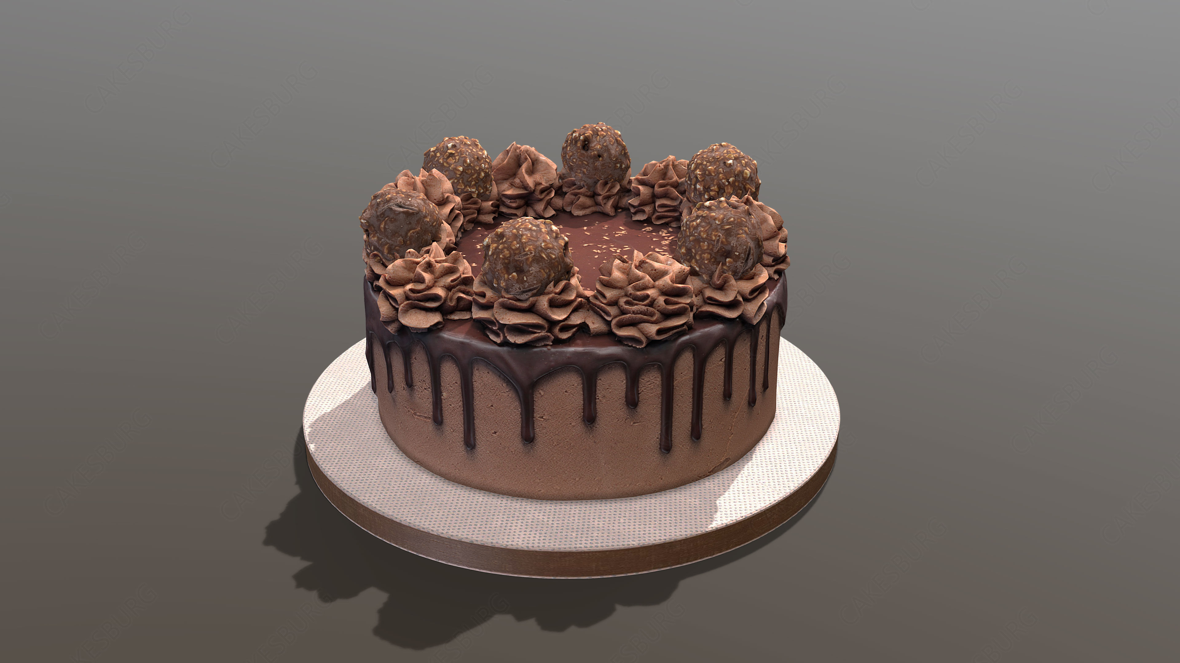 Ferrero Rocher Drip Gateau Low-poly 3D model_1