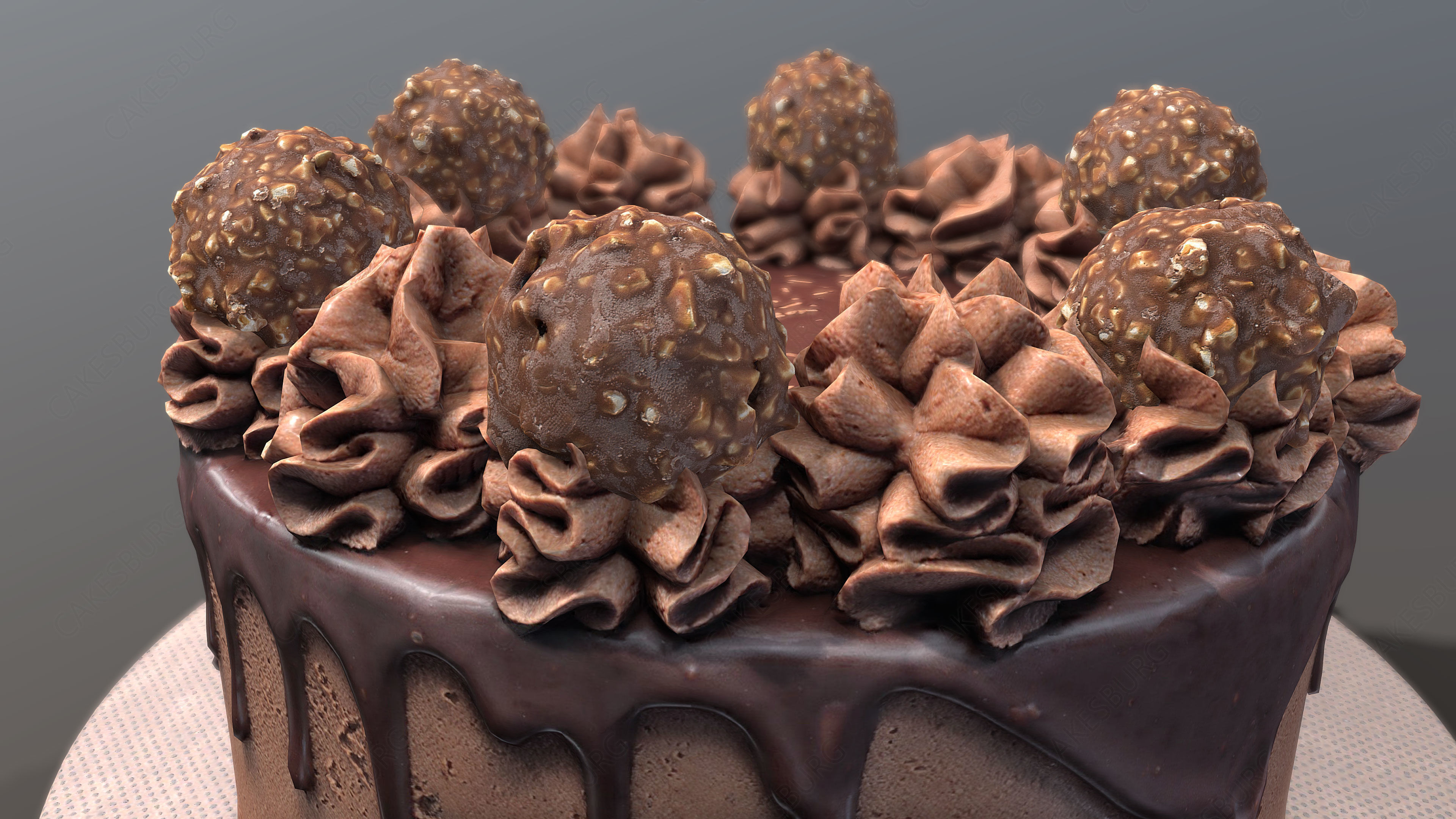 Ferrero Rocher Drip Gateau Low-poly 3D model_4
