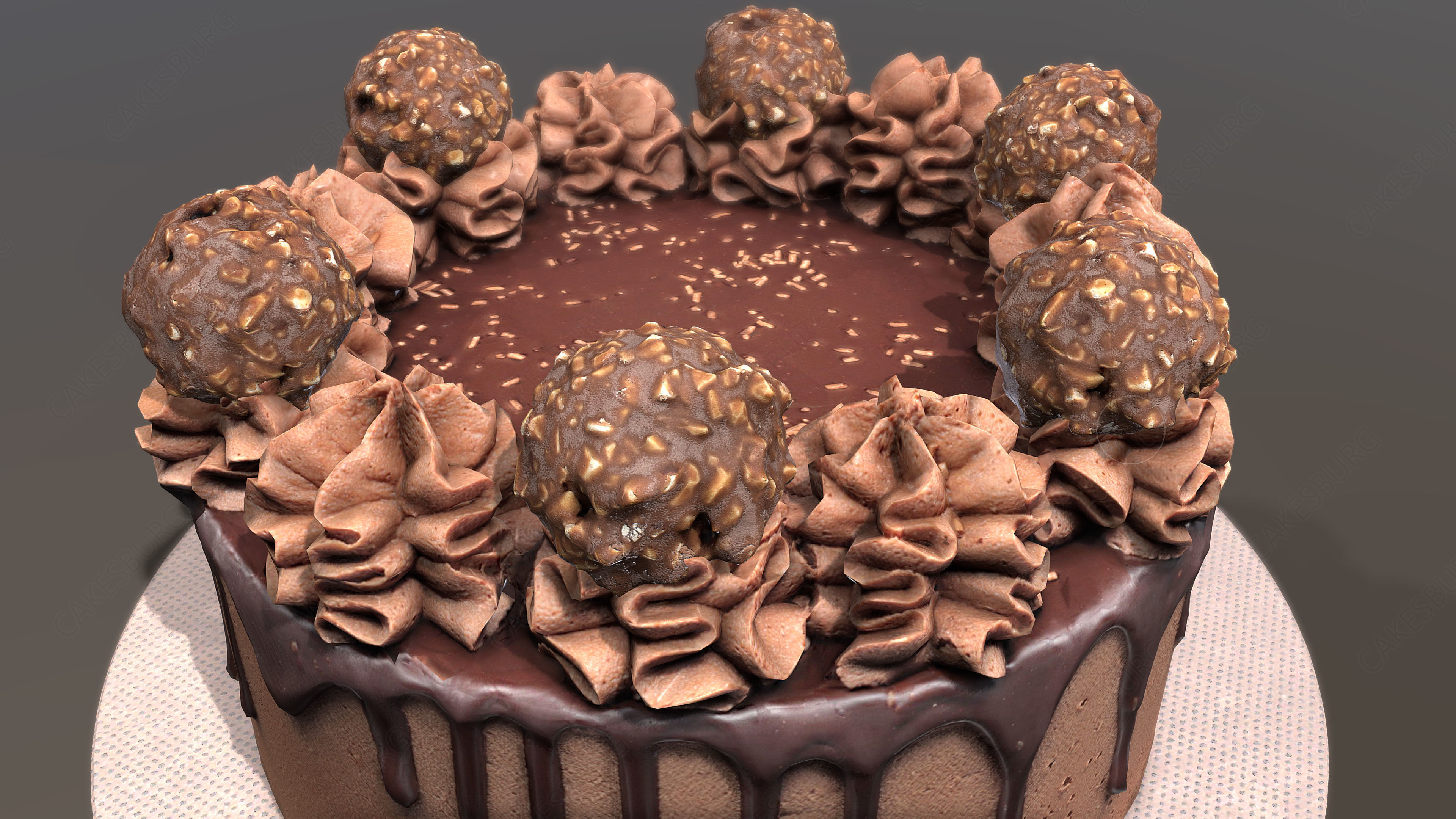 Ferrero Rocher Drip Gateau Low-poly 3D model_3