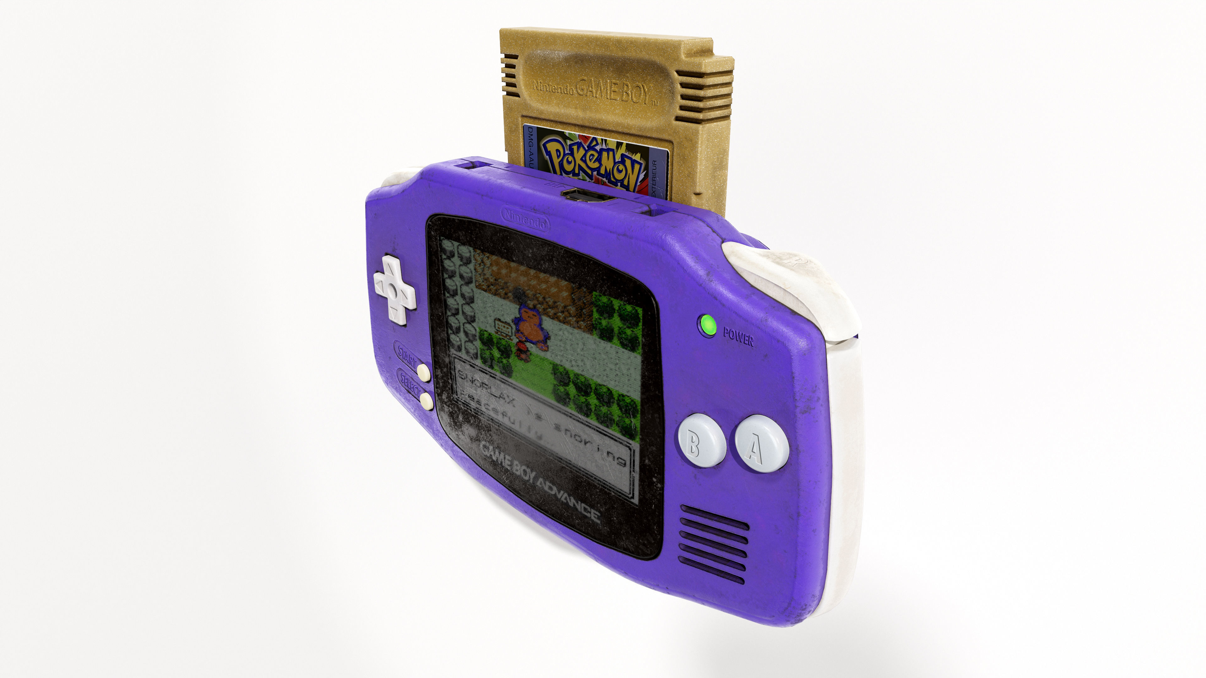 Gameboy Advance plus Pokemon Gold Cartridge Low-poly 3D model_12