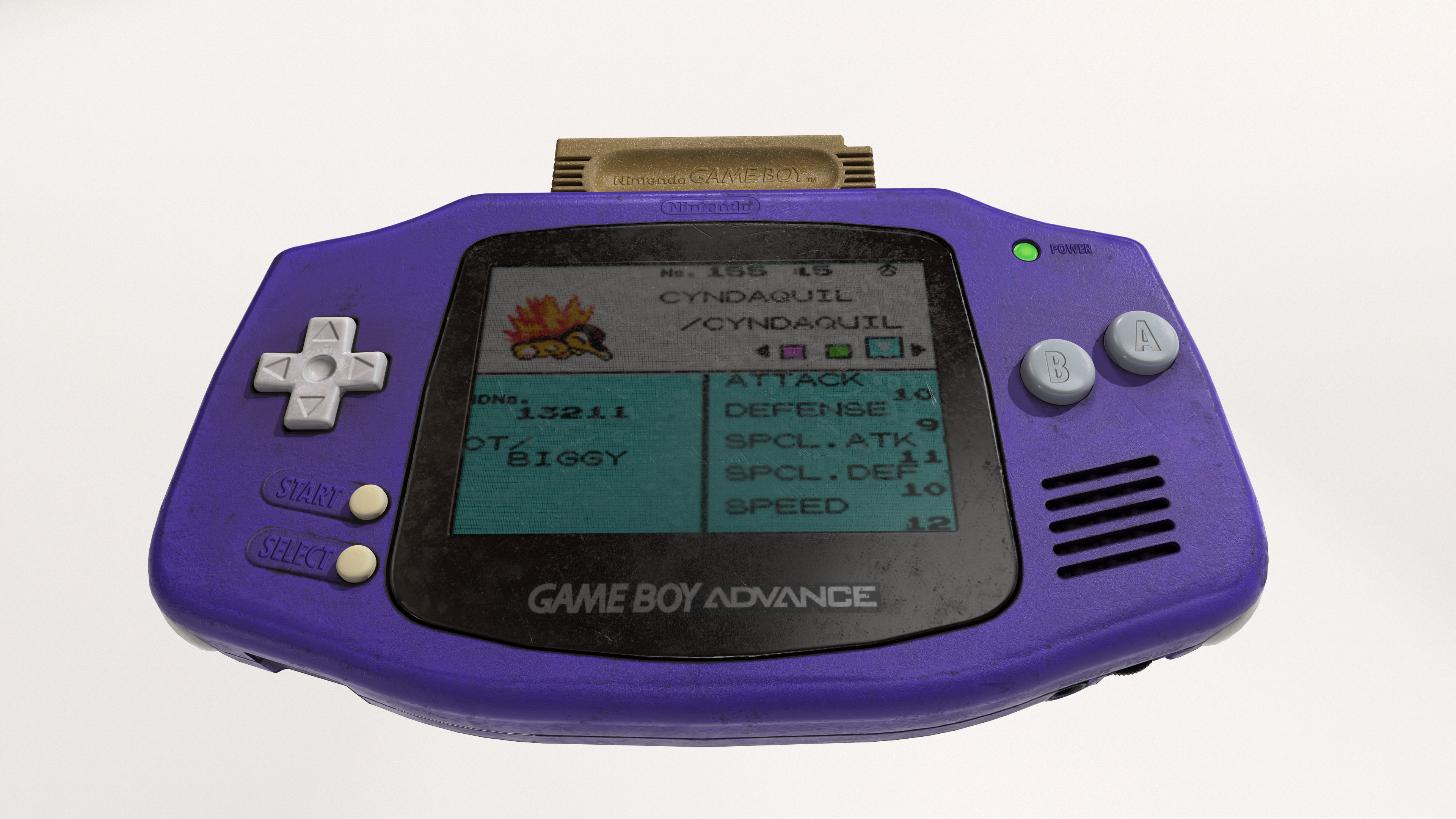 Gameboy Advance plus Pokemon Gold Cartridge Low-poly 3D model_9