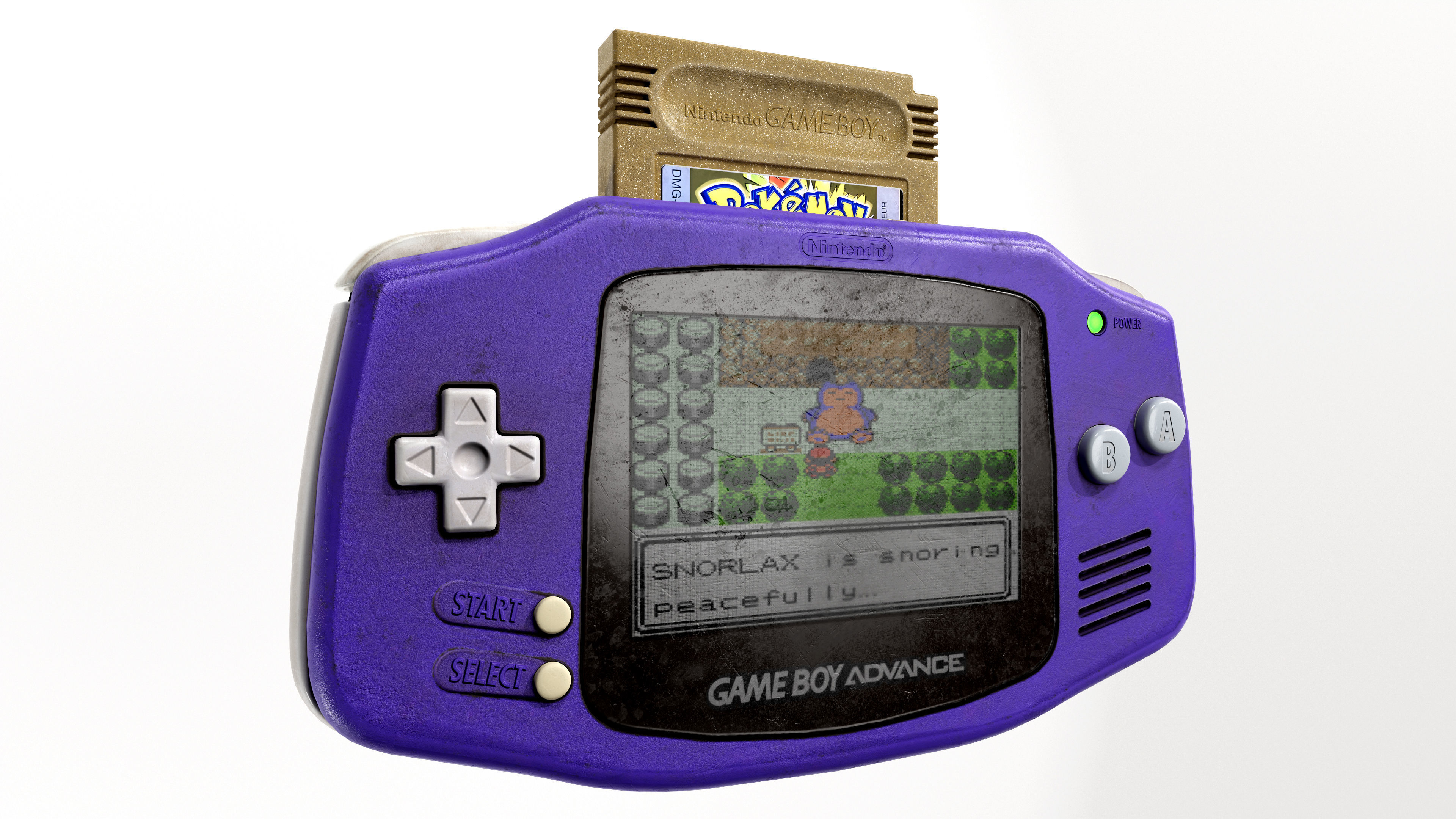 Gameboy Advance plus Pokemon Gold Cartridge Low-poly 3D model_10