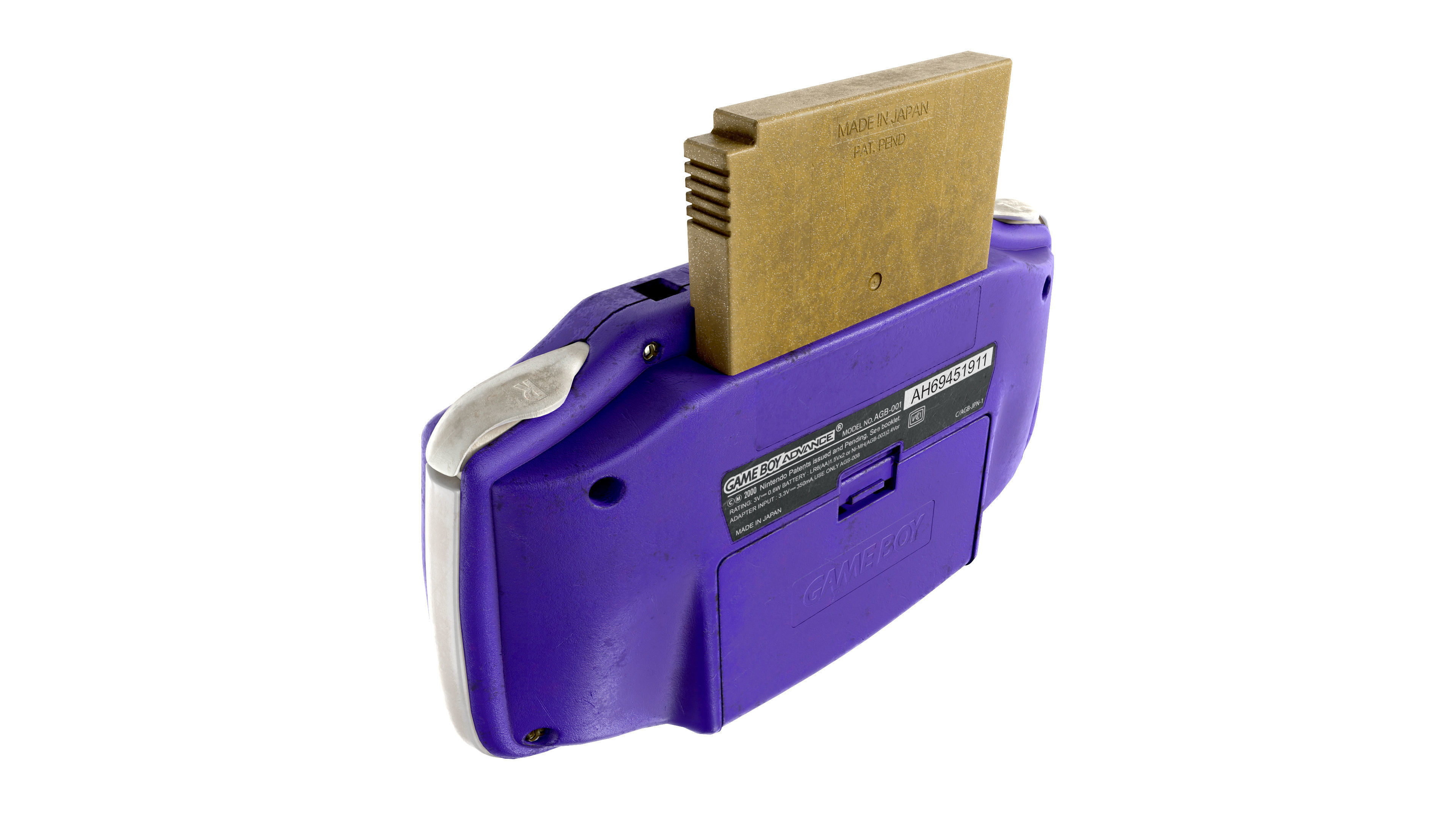 Gameboy Advance plus Pokemon Gold Cartridge Low-poly 3D model_8