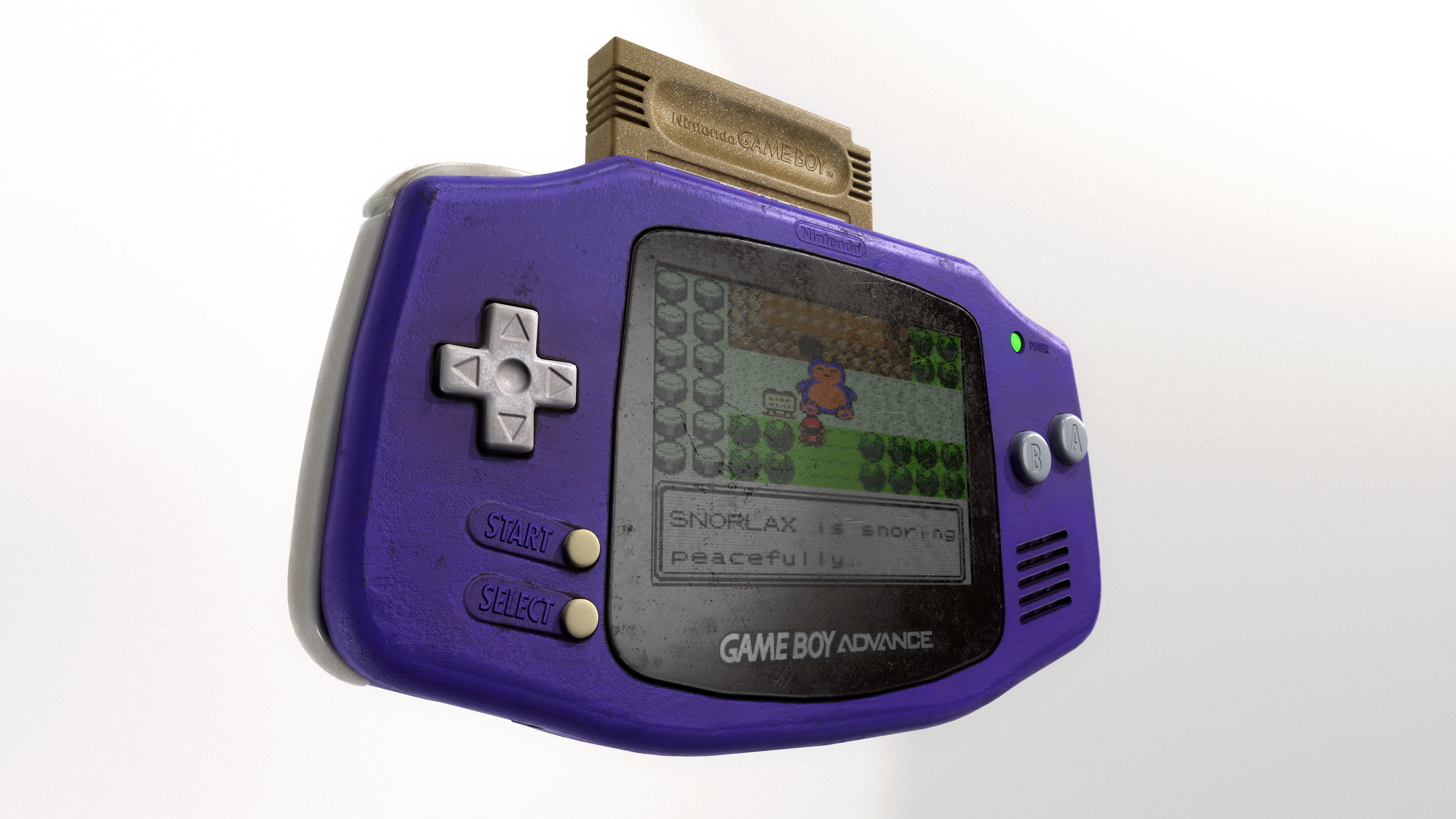 Gameboy Advance plus Pokemon Gold Cartridge Low-poly 3D model_5