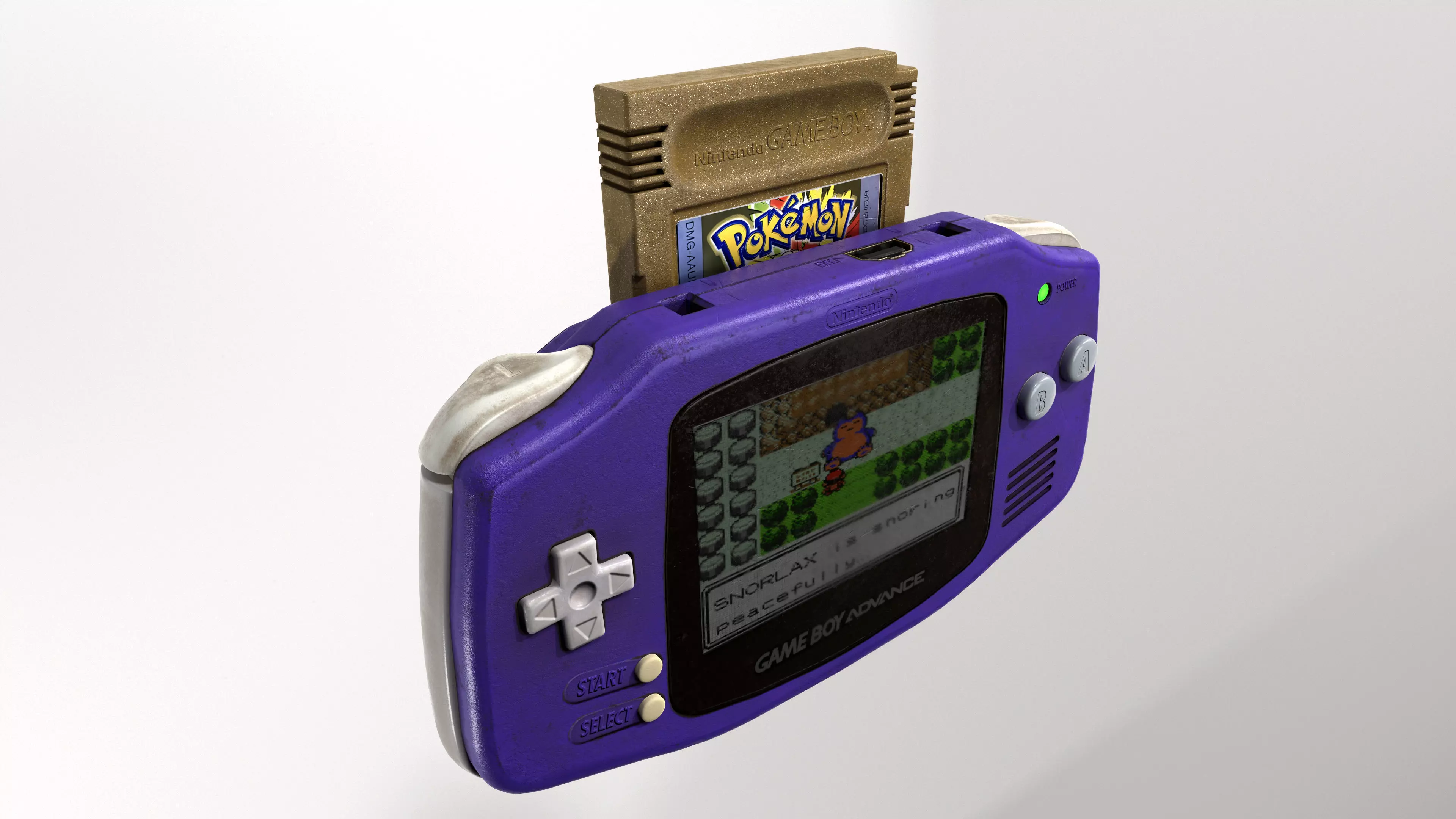 Gameboy Advance plus Pokemon Gold Cartridge Low-poly 3D model_0