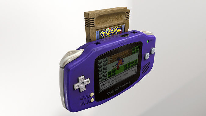 Gameboy Advance plus Pokemon Gold Cartridge Low-poly 3D model