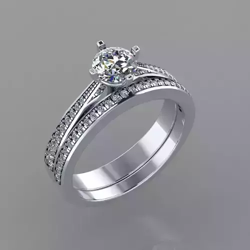 diamond ring with band attached  3D print model