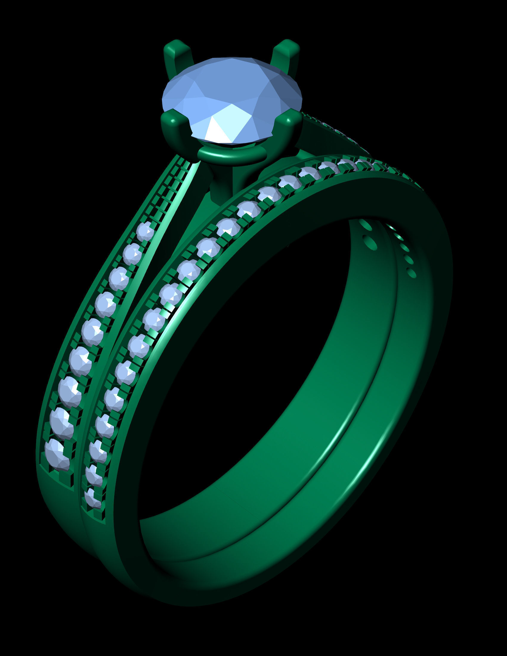 diamond ring with band attached  3D print model_3