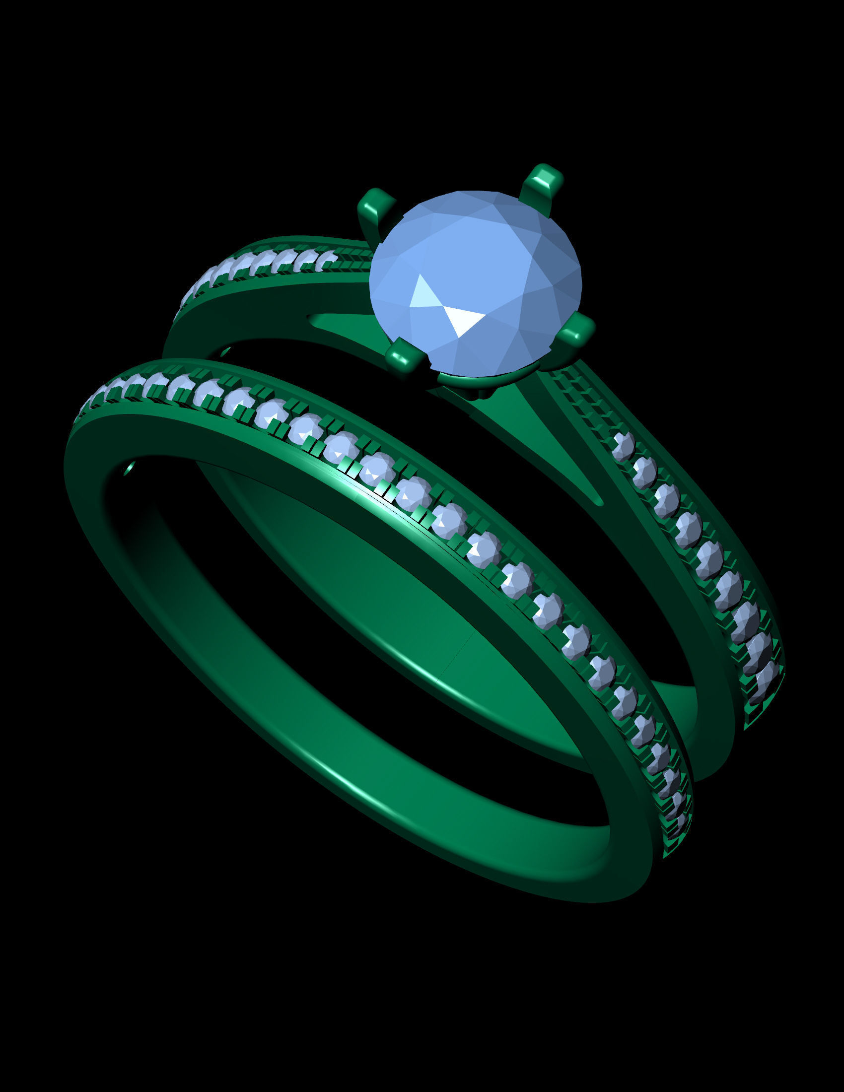 diamond ring with band attached  3D print model_4