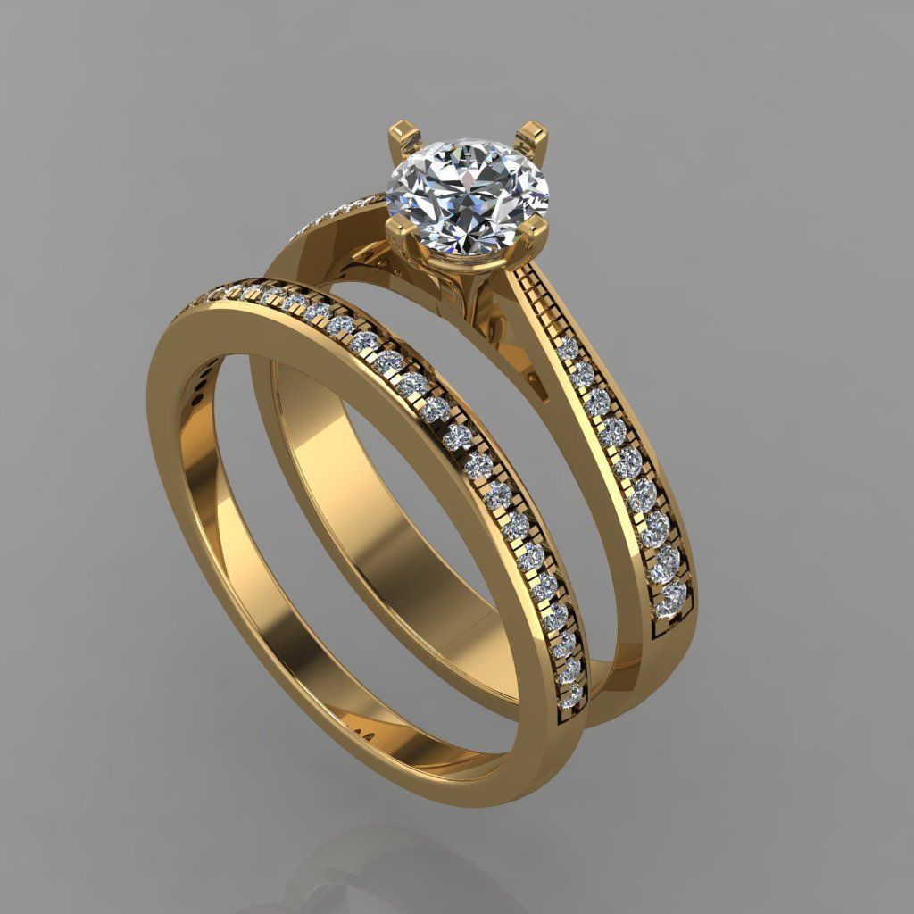 diamond ring with band attached  3D print model_2