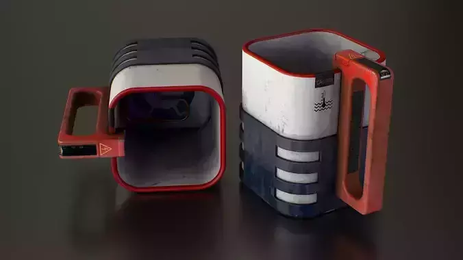 Sci-Fi Heat Mug Low-poly 3D model