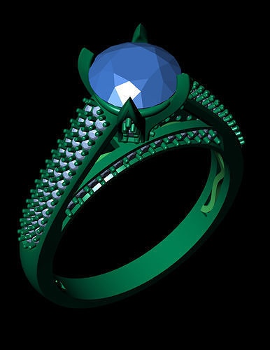 solitaire ring with cluster setting 3D print model