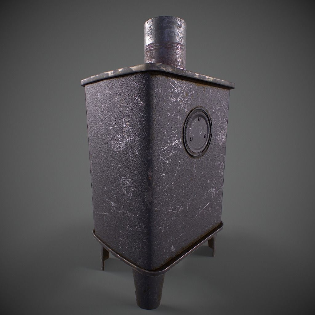 Log Burner Low-poly 3D model_4