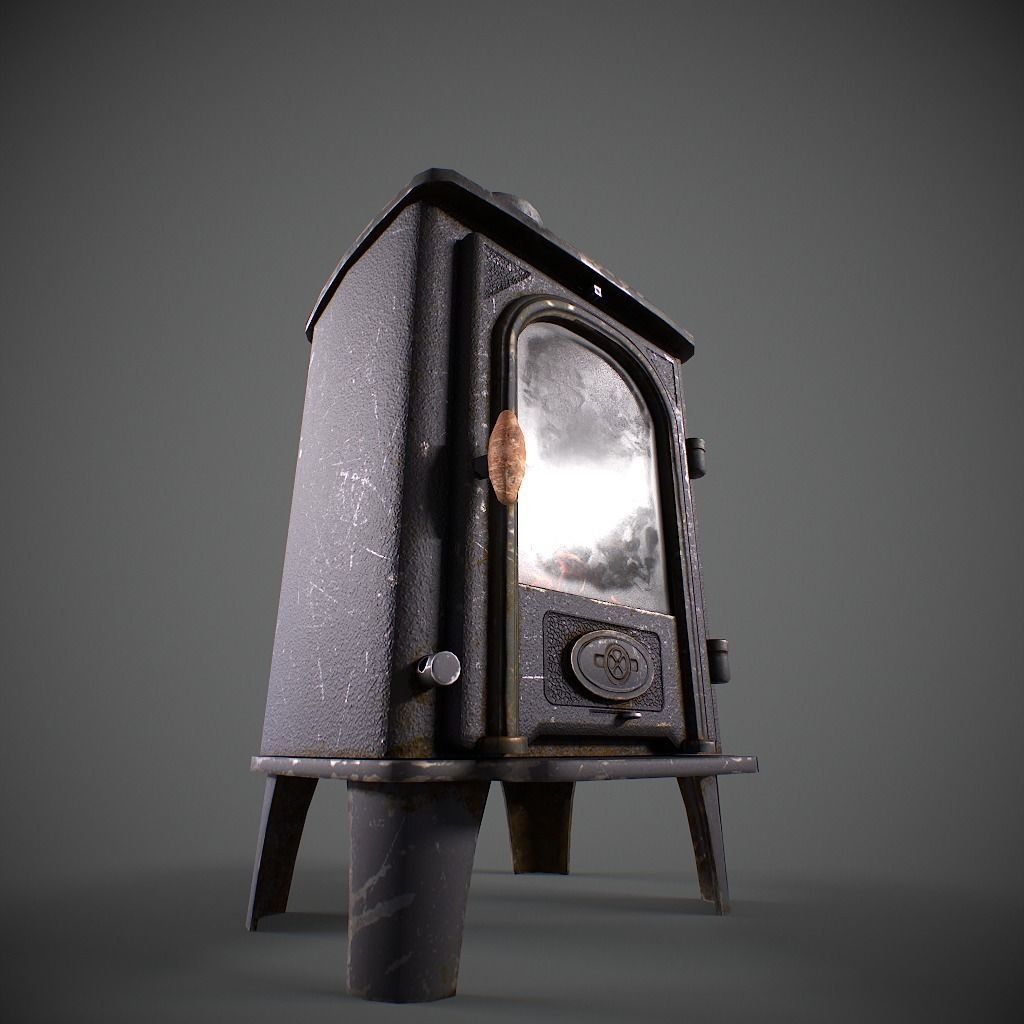 Log Burner Low-poly 3D model_5