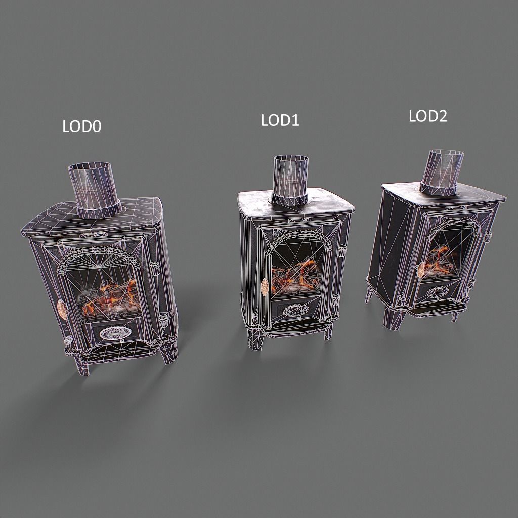Log Burner Low-poly 3D model_24