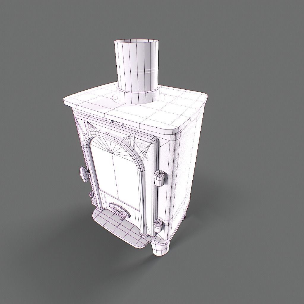 Log Burner Low-poly 3D model_26