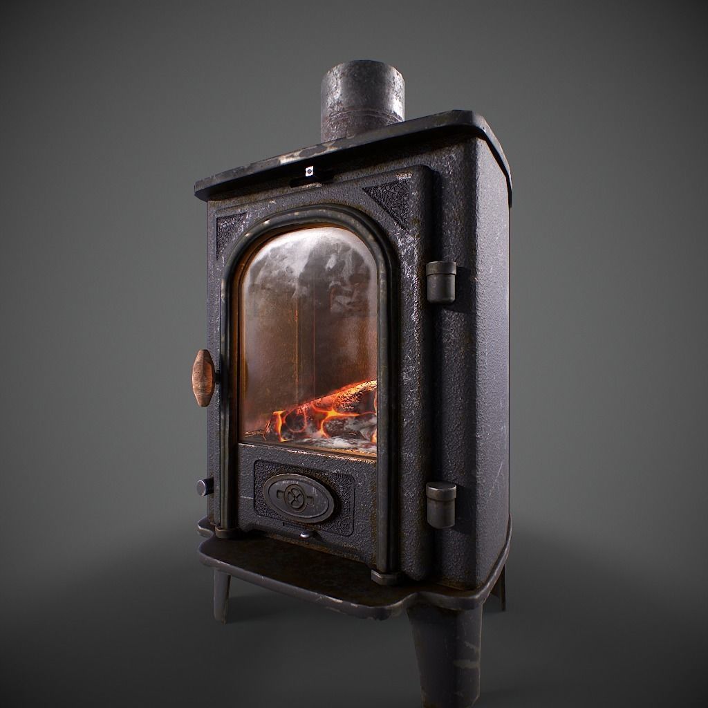 Log Burner Low-poly 3D model_11