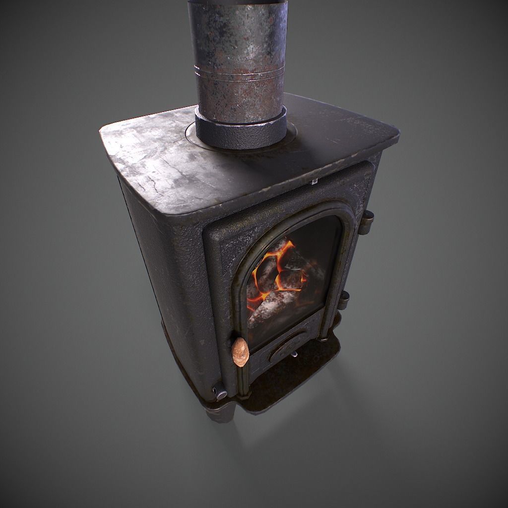Log Burner Low-poly 3D model_7