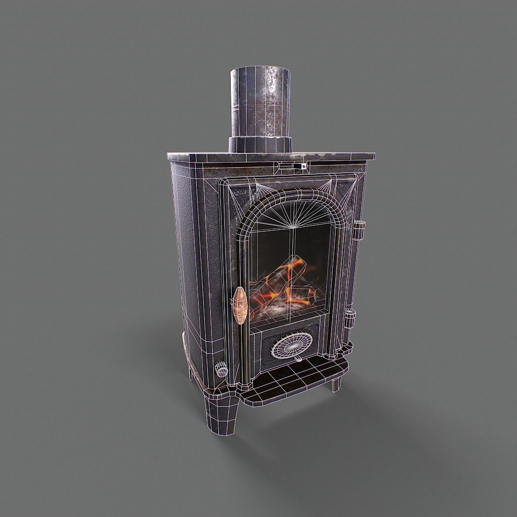 Log Burner Low-poly 3D model_21