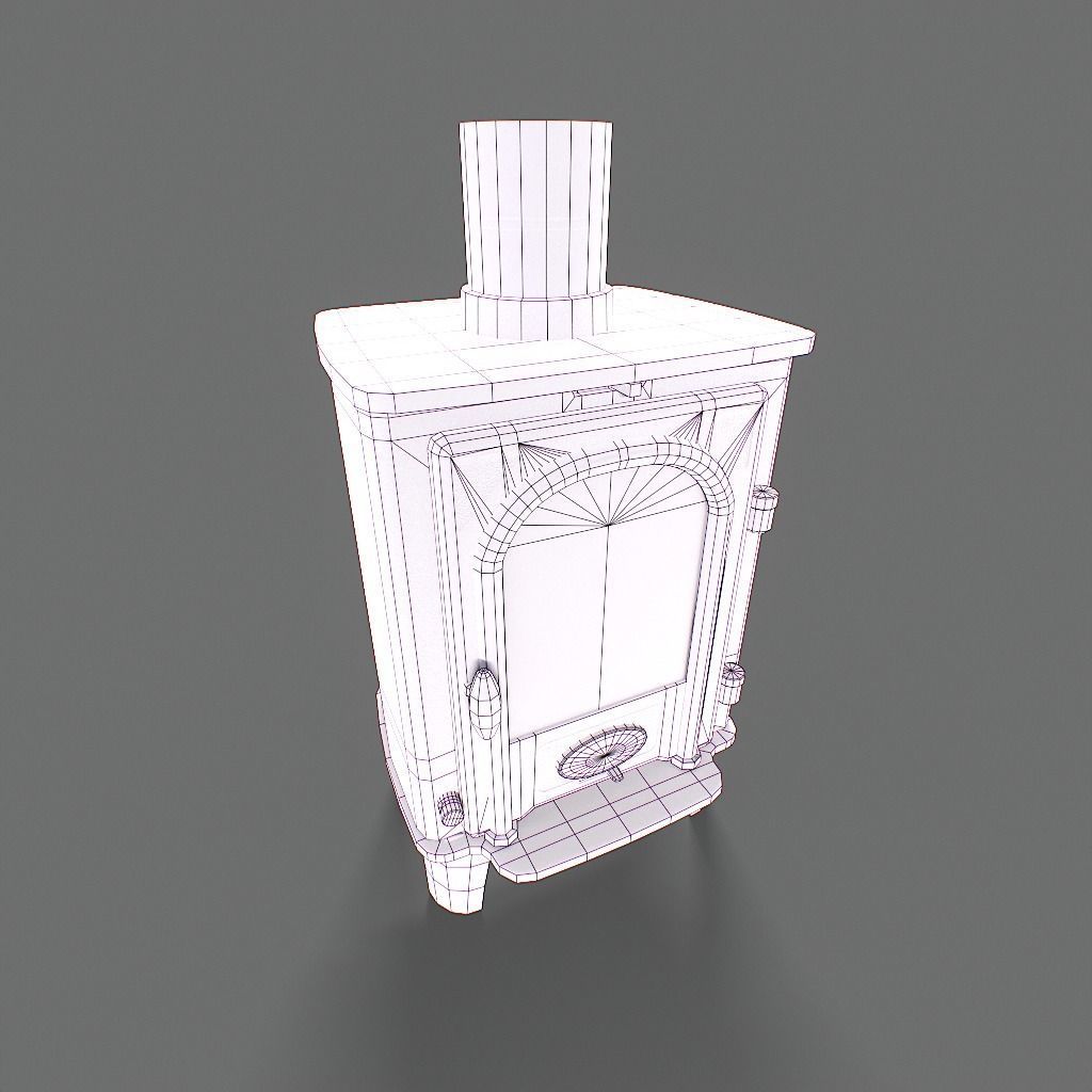 Log Burner Low-poly 3D model_25