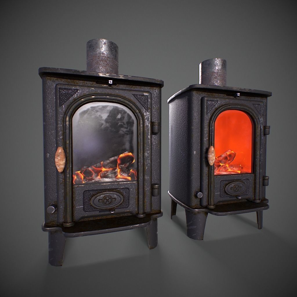 Log Burner Low-poly 3D model_19