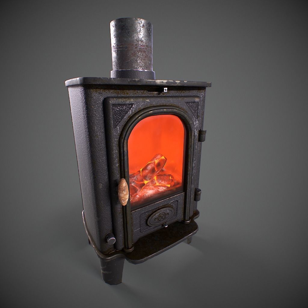 Log Burner Low-poly 3D model_16