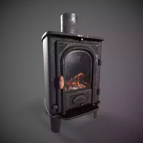 Log Burner Low-poly 3D model