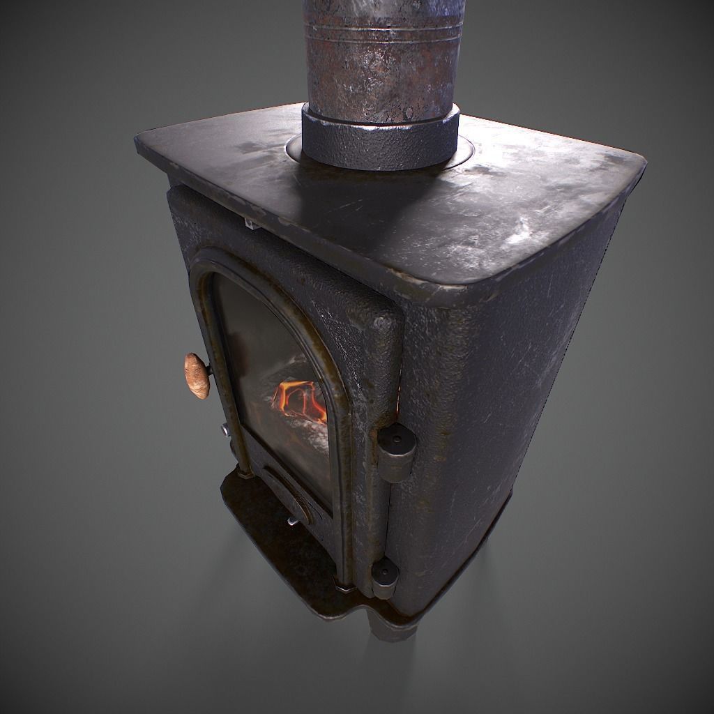 Log Burner Low-poly 3D model_8