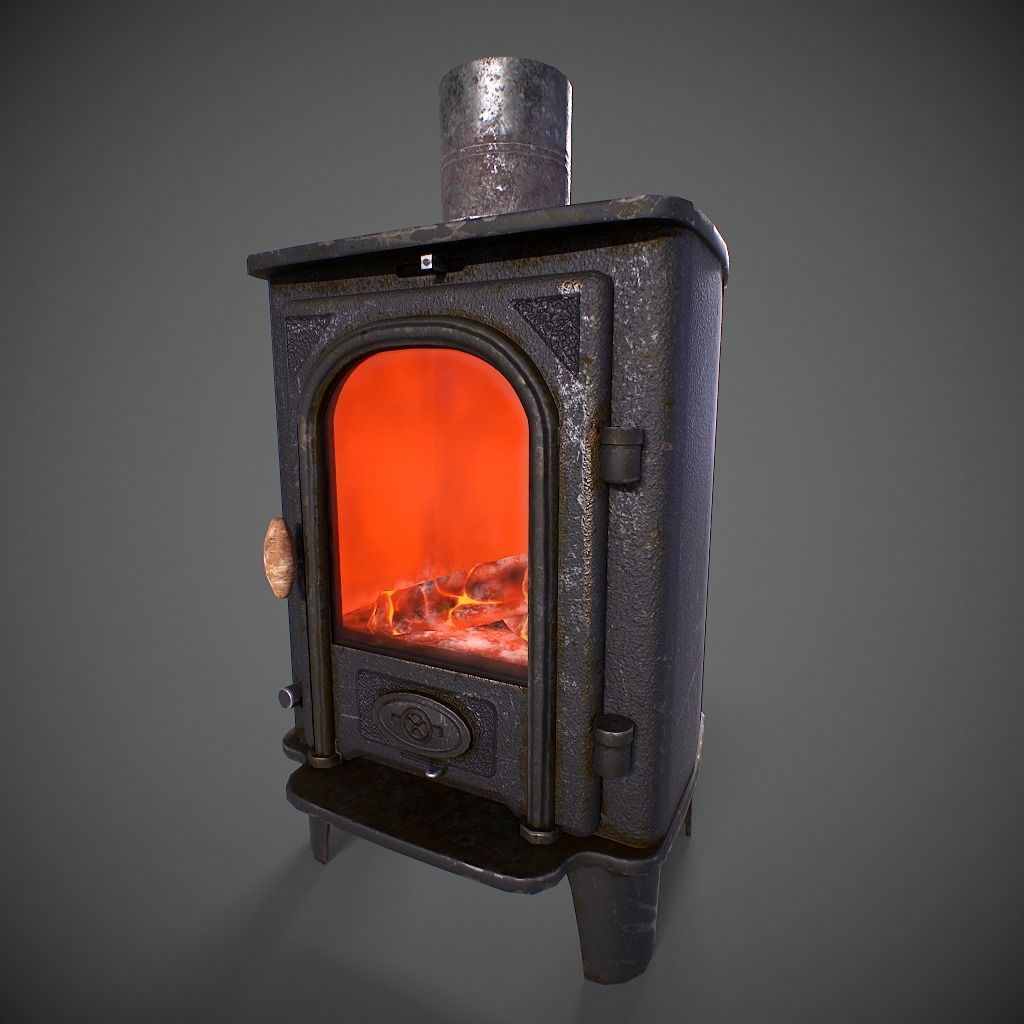 Log Burner Low-poly 3D model_17