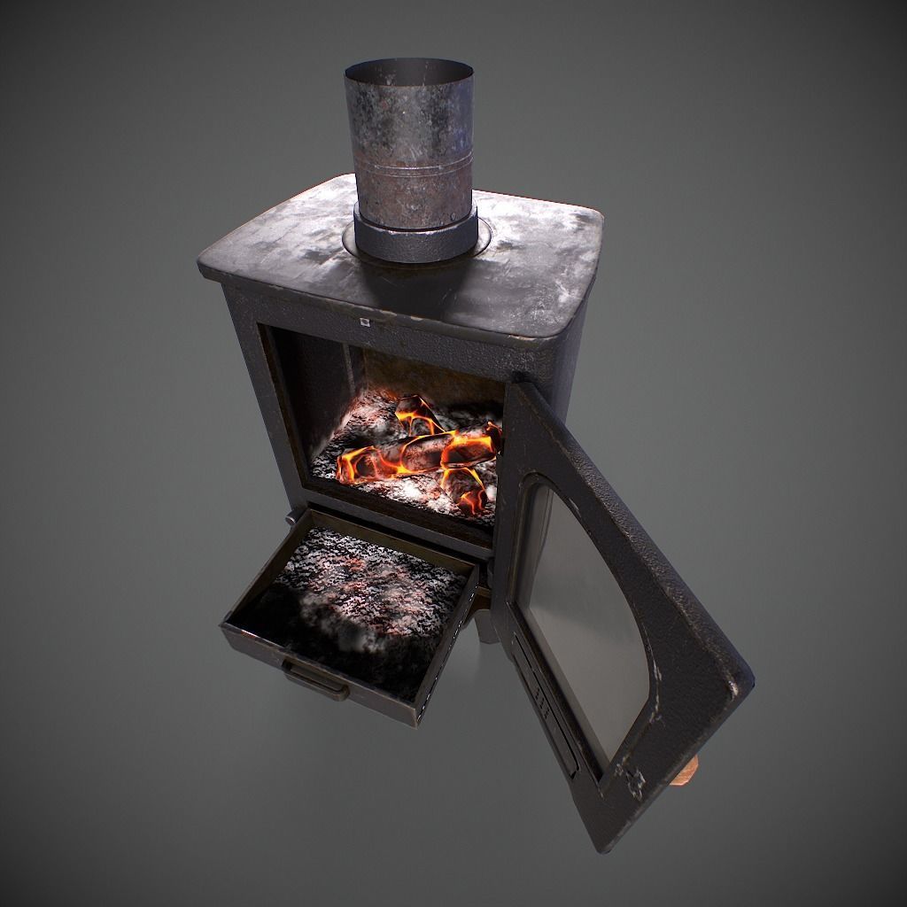 Log Burner Low-poly 3D model_15
