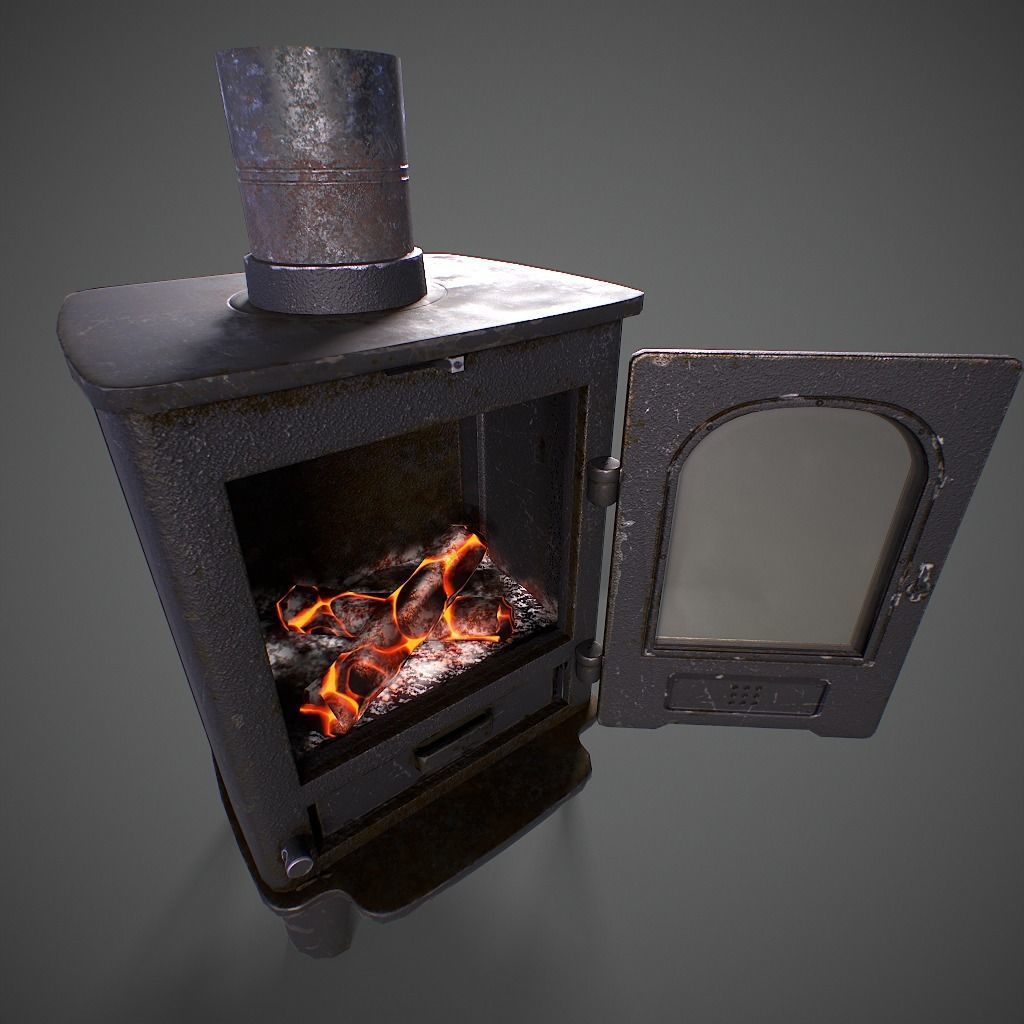 Log Burner Low-poly 3D model_13