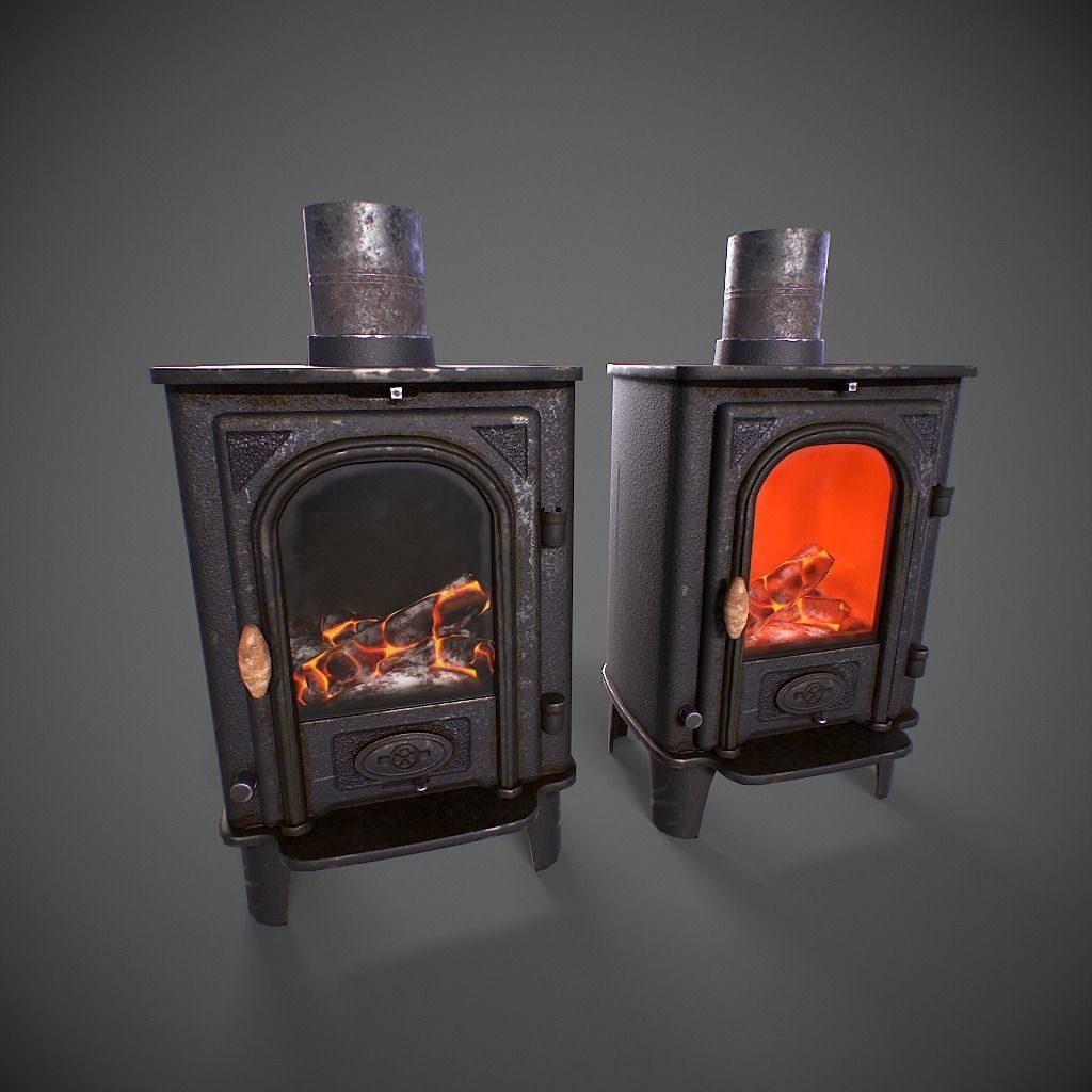 Log Burner Low-poly 3D model_18