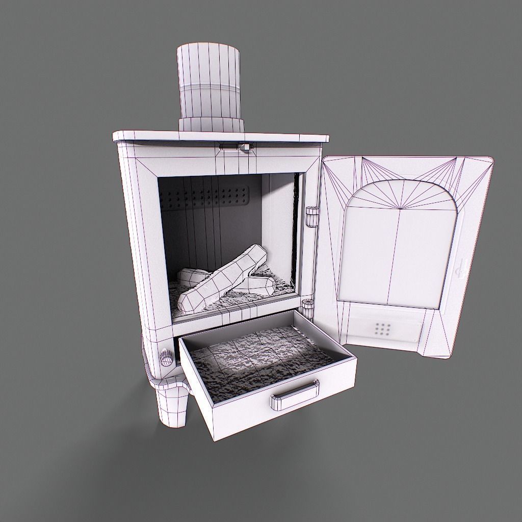 Log Burner Low-poly 3D model_29