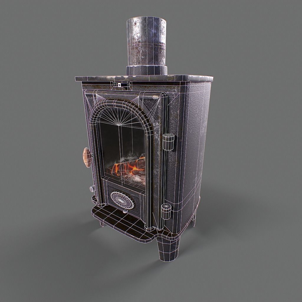 Log Burner Low-poly 3D model_22