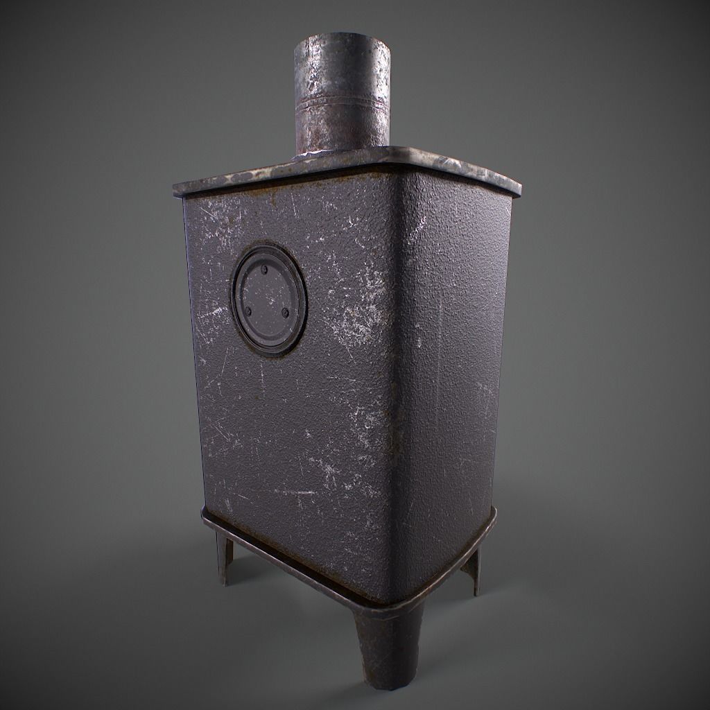 Log Burner Low-poly 3D model_3
