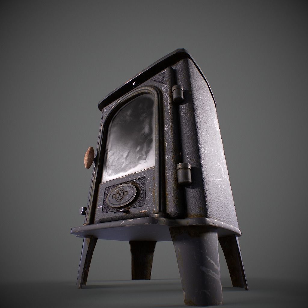 Log Burner Low-poly 3D model_6