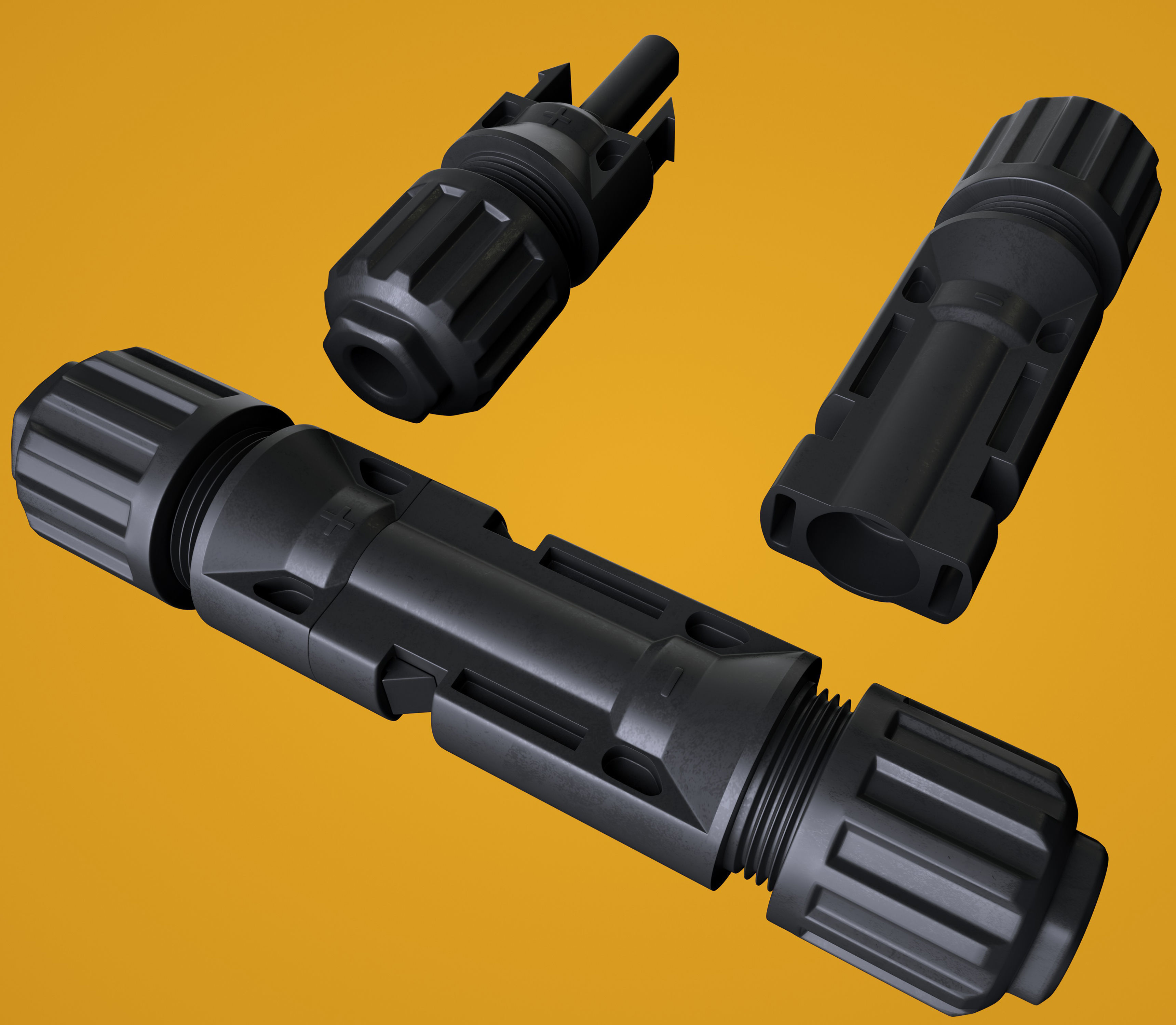 MC4 Solar Panel Connectors 3D model_1