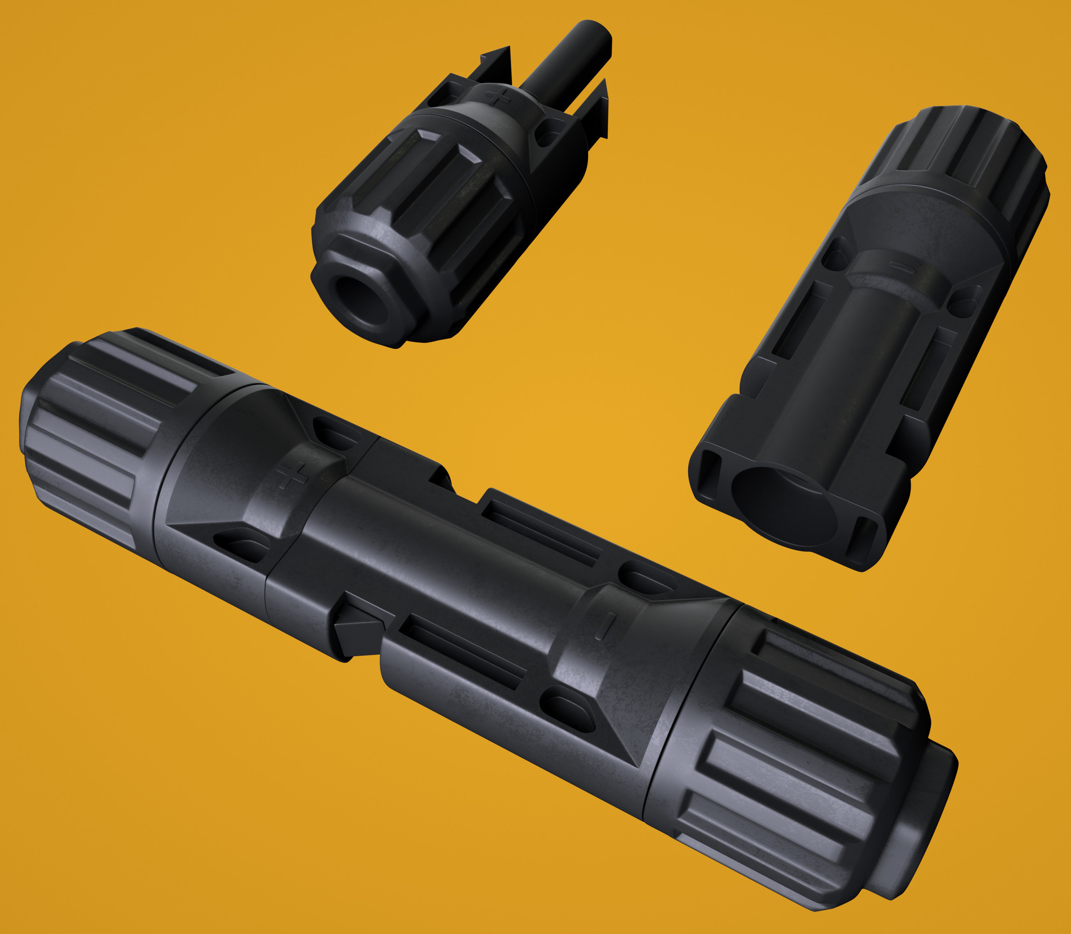 MC4 Solar Panel Connectors 3D model_2