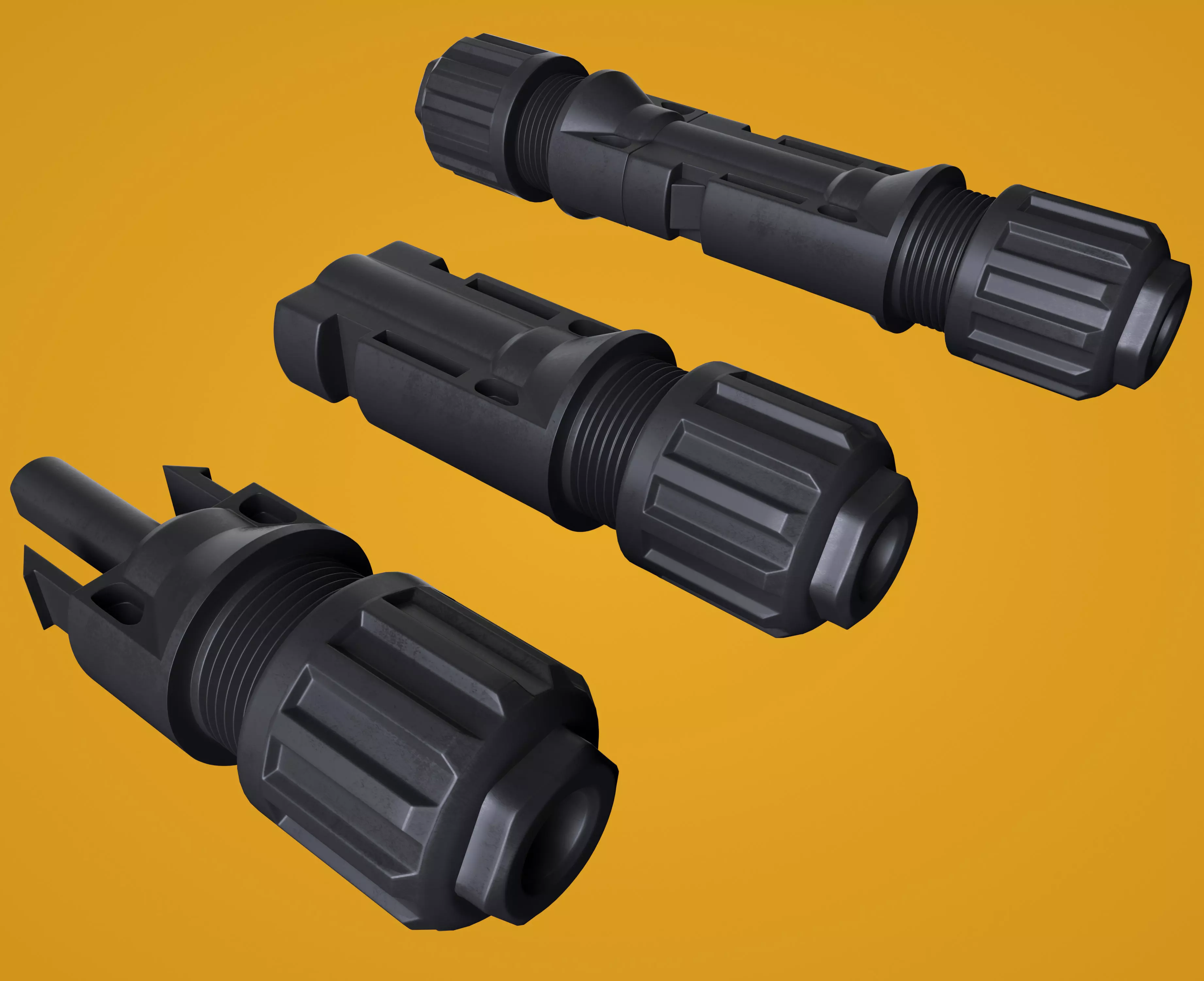MC4 Solar Panel Connectors 3D model_0
