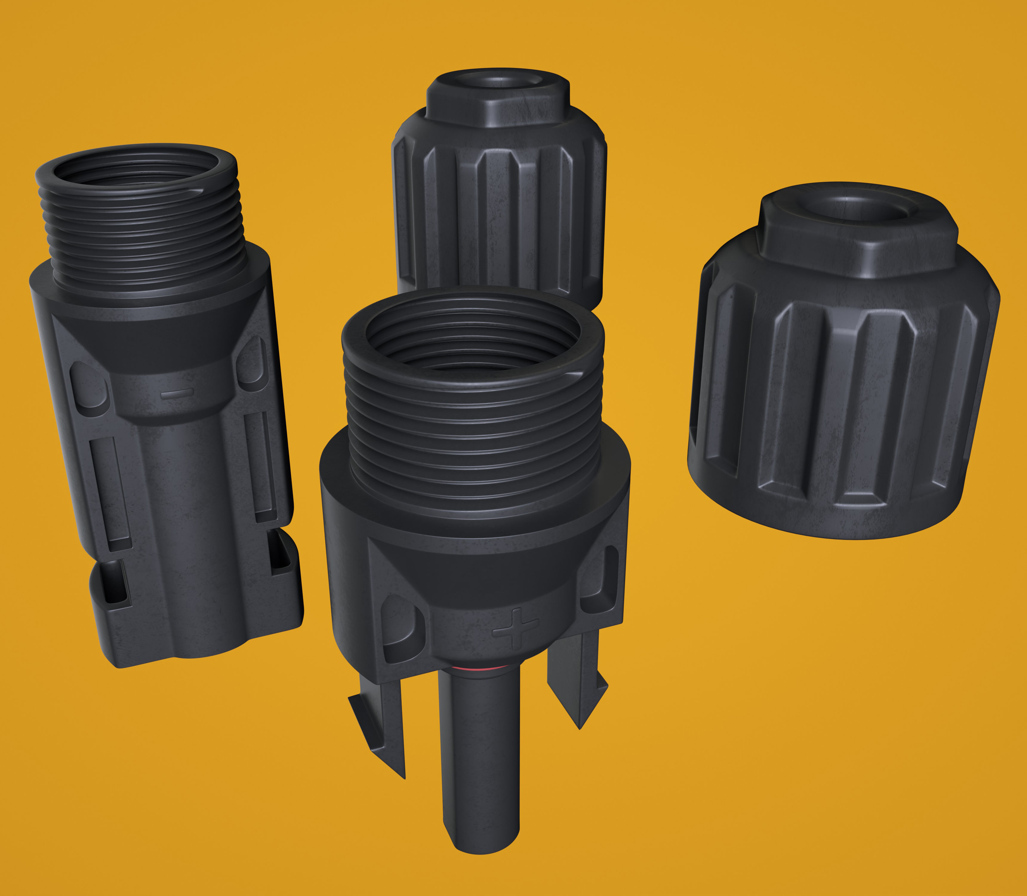 MC4 Solar Panel Connectors 3D model_3