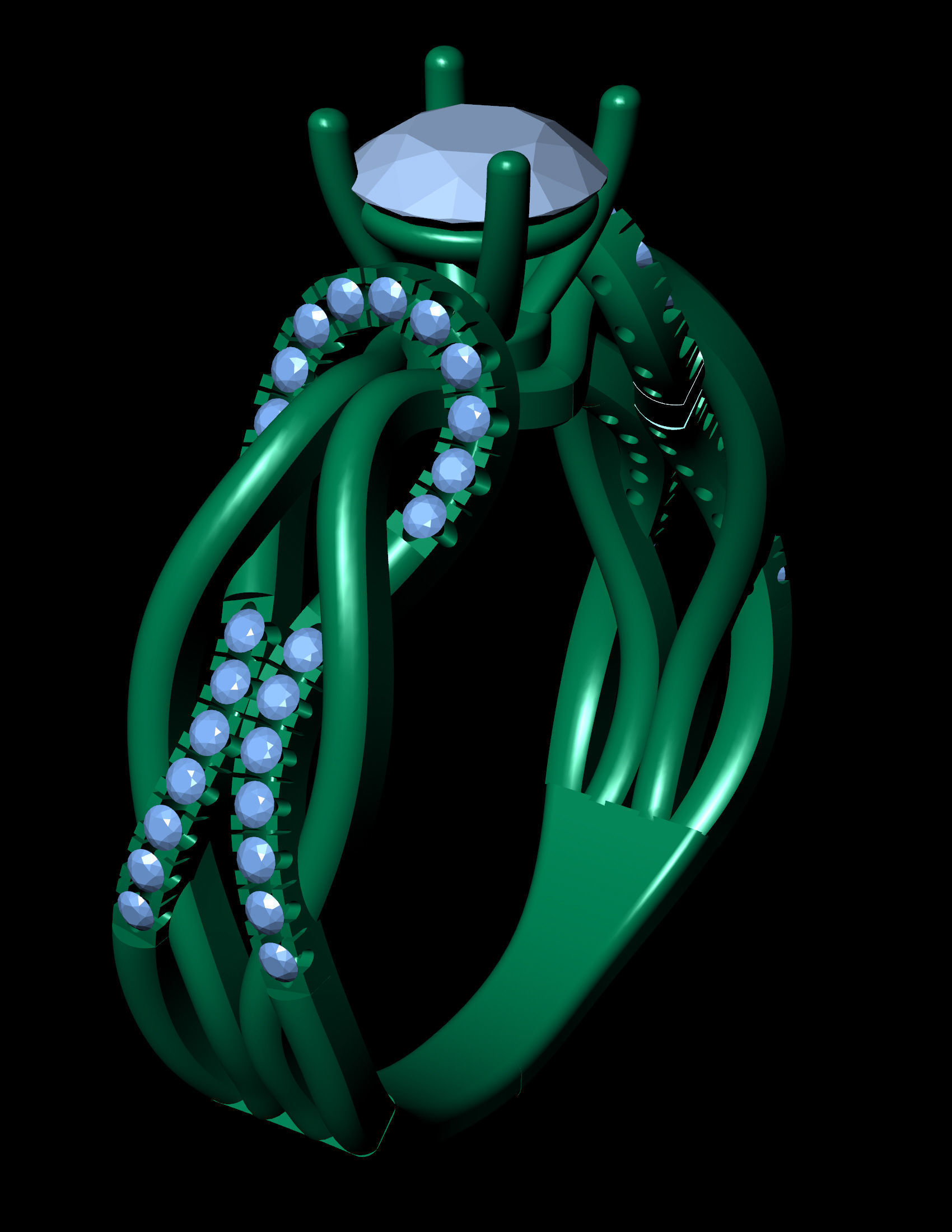 Diamond ring 3D print model_3