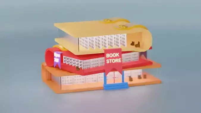 Miniature Library 3D blender  3D model