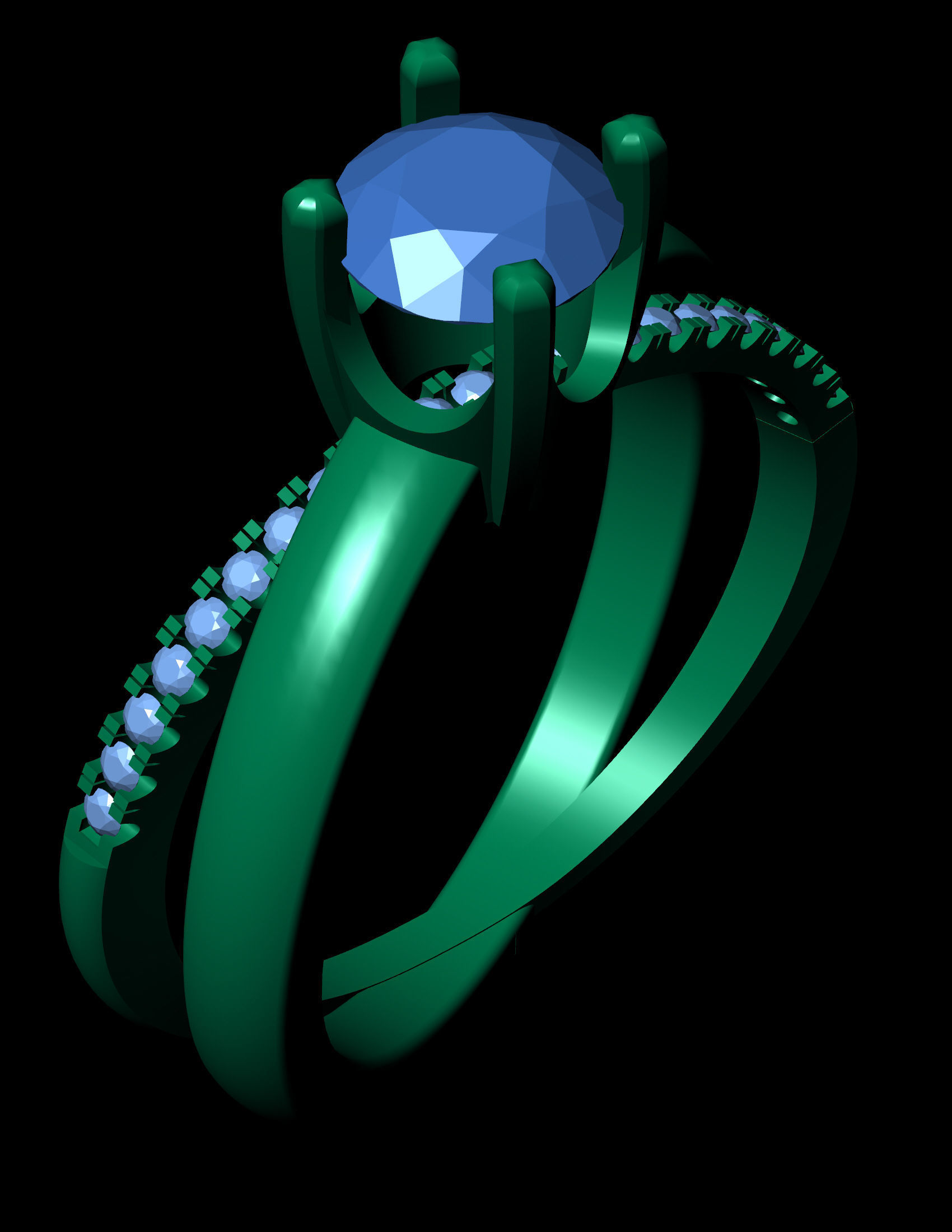 Wedding diamond ring 3D print model_5