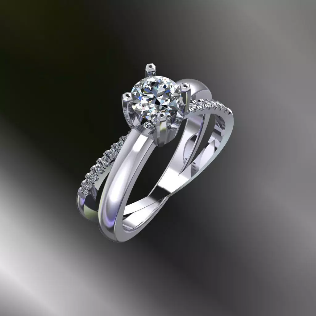 Wedding diamond ring 3D print model_0