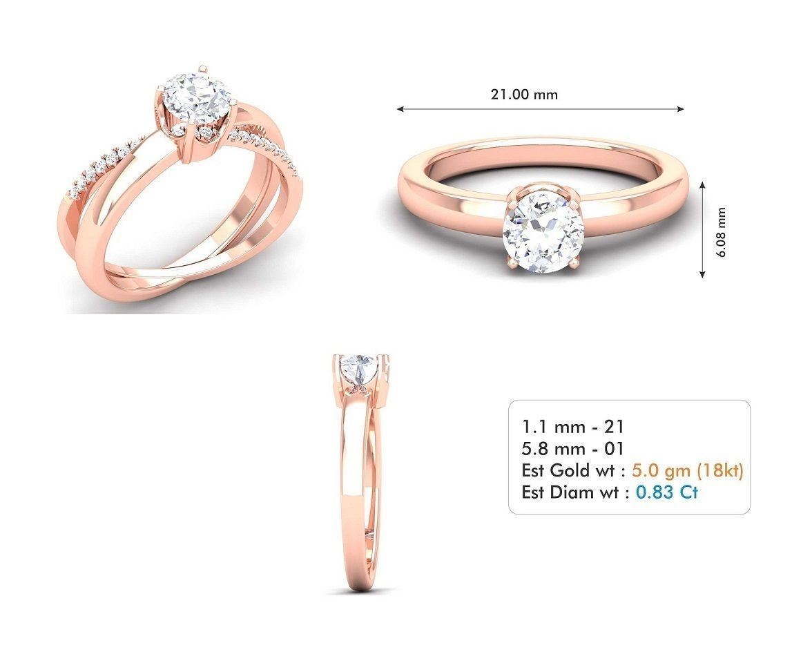 Wedding diamond ring 3D print model_3